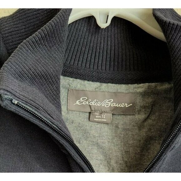 Eddie Bauer Men's‎ Tall L  Sweater Fleece Quarter Zip Pullover Blue - Picture 11 of 11